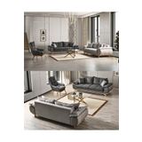 Velura Home & Living Azir Koltuk Takımı & Bazalı Yataklı Koltuk Takımı 3 3 1 - Nubuk Bukle Kumaş