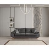 Velura Home & Living Azir Koltuk Takımı & Bazalı Yataklı Koltuk Takımı - Nubuk Bukle Kumaş - Antrasit - Kanepe (Antrasit)