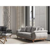 Velura Home & Living Azir Koltuk Takımı & Bazalı Yataklı Koltuk Takımı - Nubuk Bukle Kumaş - Antrasit - Kanepe (Gri)
