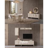 Velura Home & Living Defne Yemek Odası Takımı - Krem (Tv Ünitesi Dahil) - Çok Renkli - 4 Sandalye