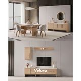 Velura Home & Living Defne Yemek Odası Takımı -Naturel Meşe (Tv Ünitesi Dahil) - 4 Sandalye