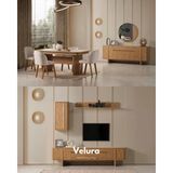 Velura Home & Living Eylül Yemek Odası Takımı - Naturel Meşe (Tv Ünitesi Dahil) - 4 Sandalye