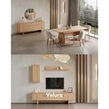 Velura Home & Living Eylül Yemek Odası Takımı - Naturel Meşe (Tv Ünitesi Dahil) - Meşe - Beyaz - 4 Sandalye