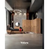 Velura Home & Living Izgi Yatak Odası Takımı (10 Ahşap Kapaklı Dolap + Şifonyer + Komodin + Karyola) - Ceviz - Siyah