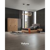 Velura Home & Living Izgi Yatak Odası Takımı (6 Ahşap Kapaklı Dolap + Şifonyer + Komodin + Karyola) - Ceviz - Siyah