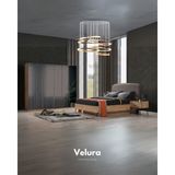 Velura Home & Living Izgi Yatak Odası Takımı (6 Cam Kapaklı Dolap + Şifonyer + Komodin + Karyola) - Ceviz - Siyah
