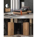 Velura Home & Living Izgi Yatak Odası Takımı (9 Kapaklı Köşe Dolap + Şifonyer + Komodin + Karyola) - Ceviz - Siyah