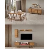 Velura Home & Living Kolezyum Yemek Odası Takımı - Naturel (Tv Ünitesi Dahil) - Natürel - 4 Sandalye
