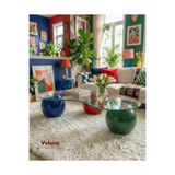 Velura Home & Living Küre Orta Sehpa - 1 Yeşil Top & 1 Kırmızı Top & 1 Mavi Top - Dopamin - Fasulye - Şeffaf Cam