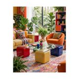 Velura Home & Living Küre Orta Sehpa - 4 Zar (Dopamin) - Kare - Şeffaf Cam