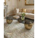 Velura Home & Living Küre Orta Sehpa - Gold - Fasulye - Füme Cam - Dopamin - Gold Füme