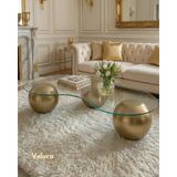 Velura Home & Living Küre Orta Sehpa - Gold - Fasulye - Şeffaf Cam - Dopamin - Gold Şeffaf