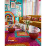Velura Home & Living Küre Orta Sehpa - Kırmızı - Fasulye - Şeffaf Cam - Dopamin - Kırmızı Şeffaf