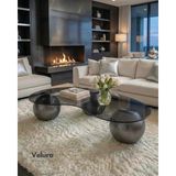 Velura Home & Living Küre Orta Sehpa - Silver - Fasulye - Füme Cam - Dopamin - Silver Füme