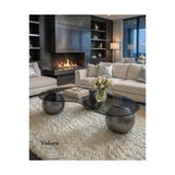 Velura Home & Living Küre Orta Sehpa - Silver - Fasulye - Füme Cam