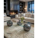 Velura Home & Living Küre Orta Sehpa - Silver - Fasulye - Şeffaf Cam - Dopamin - Silver Şeffaf