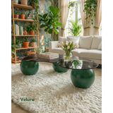 Velura Home & Living Küre Orta Sehpa - Yeşil - Fasulye - Füme Cam - Dopamin - Yeşil Füme