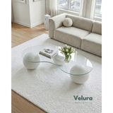 Velura Home & Living Küre Sehpa &Top Orta Cam Sehpa Beyaz - Fasulye - Beyaz - Fasulye Şeffaf