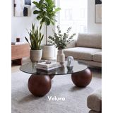 Velura Home & Living Küre Sehpa & Top Orta Cam Sehpa Beyaz - Yuvarlak - Koyu Ceviz - Yuvarlak Füme