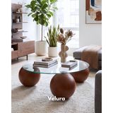 Velura Home & Living Küre Sehpa &Top Orta Cam Sehpa Ceviz - Yuvarlak - Ceviz - Yuvarlak Şeffaf