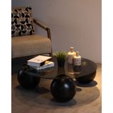 Velura Home & Living Modern Orta Sehpa & Cam Sehpa & Küre Sehpa & Top Sehpa - Füme Yuvarlak Cam Siyah - Siyah - Yuvarlak Füme
