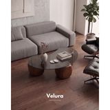 Velura Home & Living Modern Orta Sehpa & Küre Sehpa & Top Sehpa & Füme Fasulye Cam & Ceviz Zar - Ceviz Zar - Fasulye Füme