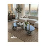 Velura Home & Living Modern Orta Sehpa & Küre Sehpa & Top Sehpa & Füme Fasulye Cam & Diana