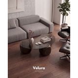 Velura Home & Living Modern Orta Sehpa & Küre Sehpa & Top Sehpa & Füme Fasulye Cam & Koyu Ceviz Zar - Koyu Ceviz Zar - Fasulye Füme