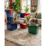 Velura Home & Living Modern Orta Sehpa & Küre Sehpa & Top Sehpa & Füme Fasulye Cam & Mavi - Kırmızı -Yeşil Zar - Mavi + Kırmızı + Yeşil Zar - Fasulye Füme
