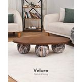 Velura Home & Living Modern Orta Sehpa & Küre Sehpa & Top Sehpa & Oval Ceviz Mdf & Dune - Yuvarlak - Dune - Oval Ceviz Mdf