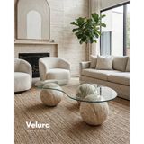 Velura Home & Living Modern Orta Sehpa & Küre Sehpa & Top Sehpa & Şeffaf Fasulye Cam & Ay Taşı - Aytaşı - Fasulye Şeffaf