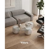 Velura Home & Living Modern Orta Sehpa & Küre Sehpa & Top Sehpa & Şeffaf Fasulye Cam & Beyaz Zar - Beyaz Zar - Fasulye Şeffaf