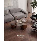 Velura Home & Living Modern Orta Sehpa & Küre Sehpa & Top Sehpa & Şeffaf Fasulye Cam & Ceviz Zar - Ceviz Zar - Fasulye Şeffaf