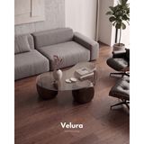 Velura Home & Living Modern Orta Sehpa & Küre Sehpa & Top Sehpa & Şeffaf Fasulye Cam & Koyu Ceviz Zar - Koyu Ceviz Zar - Fasulye Şeffaf