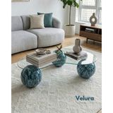 Velura Home & Living Modern Orta Sehpa & Küre Sehpa & Top Sehpa & Şeffaf Fasulye Cam & Ocean - Ocean - Fasulye Şeffaf