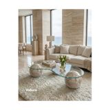 Velura Home & Living Modern Orta Sehpa & Küre Sehpa & Top Sehpa & Şeffaf Fasulye Cam & Pleks Mermer