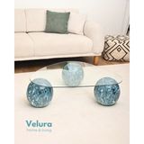 Velura Home & Living Modern Orta Sehpa & Küre Sehpa & Top Sehpa & Şeffaf Üçgen Cam & Ocean - Ocean - Üçgen Şeffaf