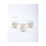 Velura Home & Living Modern Orta Sehpa & Küre Sehpa & Top Sehpa & Şeffaf Yuvarlak Cam & Ay Taşı