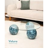 Velura Home & Living Modern Orta Sehpa & Küre Sehpa & Top Sehpa & Şeffaf Yuvarlak Cam & Ocean - Ocean - Yuvarlak Şeffaf
