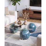Velura Home & Living Modern Orta Sehpa & Küre Sehpa & Top Sehpa & Şeffaf Yuvarlak Cam & Ocean - Ocean - Yuvarlak Şeffaf
