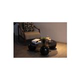 Velura Home & Living Modern Orta Sehpa & Küre Sehpa & Top Sehpa & Yuvarlak Füme Cam Sehpa Siyah Ayak