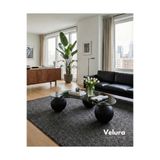 Velura Home & Living Modern Orta Sehpa & Küre-Top Sehpa & Siyah Renk Füme Fasülye Cam Sehpa