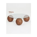 Velura Home & Living Modern Orta Sehpa & Küre-Top Sehpa & Yuvarlak Cam - Ceviz