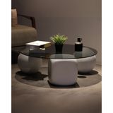 Velura Home & Living Modern Orta Sehpa & Küre-Top-Zar Sehpa & Ahşap Sehpa & Pinterest Sehpa-Mdf - Yuvarlak - 2BT1BZ - Yuvarlak Füme Fasulye