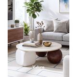 Velura Home & Living Modern Orta Sehpa & Küre-Top-Zar Sehpa & Ahşap Sehpa & Pinterest Sehpa-Mdf - Yuvarlak - 2CT1BZ - Yuvarlak Beyaz Mdf - 2