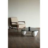 Velura Home & Living Modern Orta Sehpa & Küre-Top-Zar Sehpa & Ahşap Sehpa & Pinterest Sehpa-Mdf - Yuvarlak - Beyaz - Yuvarlak Siyah Mdf