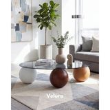Velura Home & Living Modern Orta Sehpa & Top Sehpa Cam Sehpa & Küre Orta Sehpa - 1 Beyaz Top & 1 Ceviz Top & 1 Meşe Top - Fasulye - Füme Cam - 1BT1CT1MT - Fasulye Füme