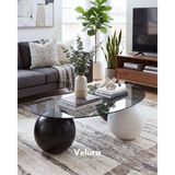 Velura Home & Living Modern Orta Sehpa & Top Sehpa Cam Sehpa & Küre Orta Sehpa - 1 Siyah Top & 1 Beyaz Top & 1 Ceviz Top - Fasulye - Füme Cam - 1ST1BT1CT - Fasulye Füme