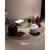 Velura Home & Living Modern Orta Sehpa & Top Sehpa Cam Sehpa & Küre Orta Sehpa - 1 Siyah Top & 1 Beyaz Top & 1 Ceviz Top - Fasulye - Füme Cam - 1ST1BT1CT - Fasulye Füme