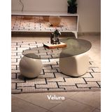 Velura Home & Living Modern Orta Sehpa & Top Sehpa Cam Sehpa & Küre Orta Sehpa - 2 Beyaz Top & 1 Beyaz Zar - Fasulye - Füme Cam - 2BT1BZ - Fasulye Füme